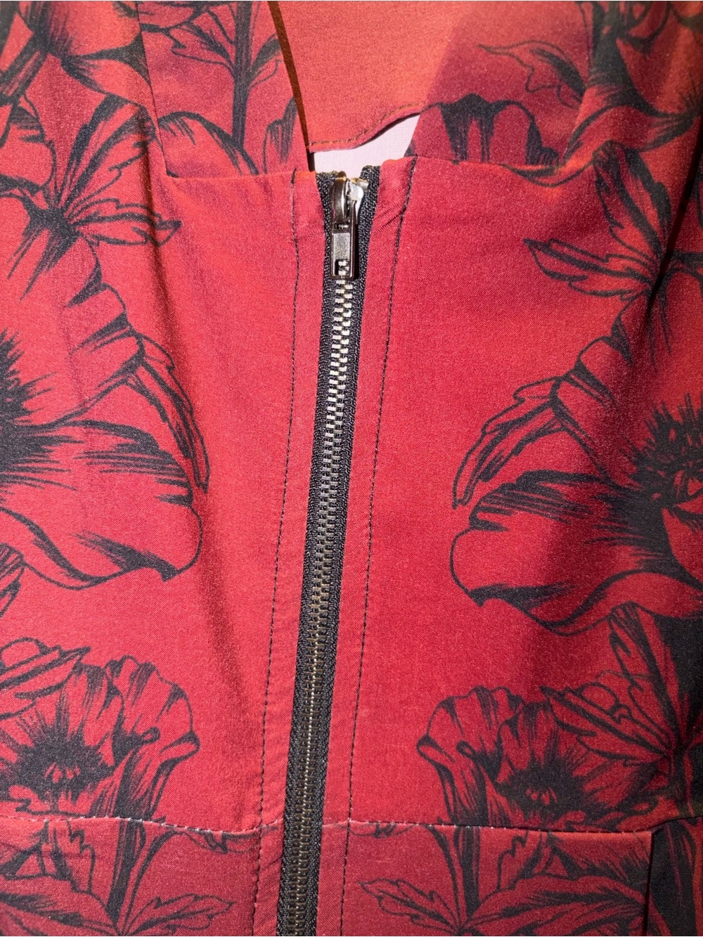 City Chic Front Zip Tunic Dress red black Botanical M/18 NWT - Picture 2 of 6